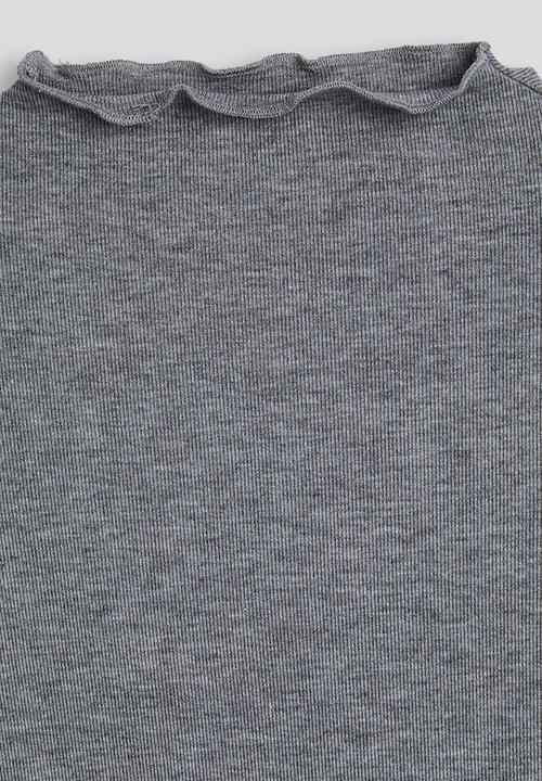Pop Candy - Lettuce hem neckline top -  grey