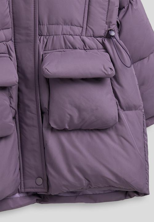 Pop Candy - Shoulder overlay puffer jacket with padded pockets - dusty purple