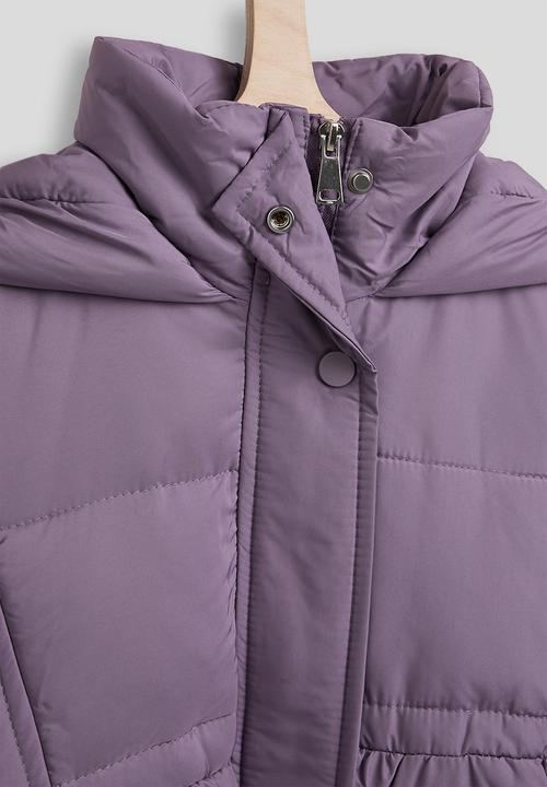 Pop Candy - Shoulder overlay puffer jacket with padded pockets - dusty purple