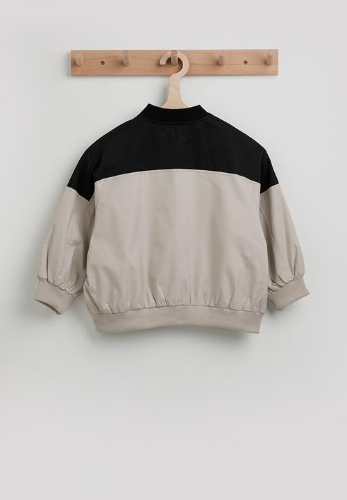 Pop Candy - Contrast yoke bomber jacket - beige/black