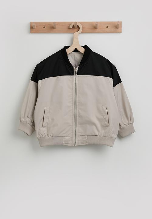 Contrast yoke bomber jacket - beige/black