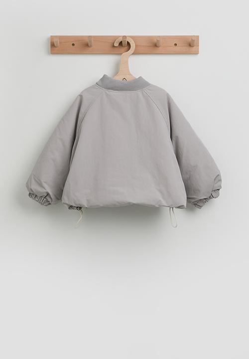 Pop Candy - Bomber-style padded jacket with drawstring hem - light grey