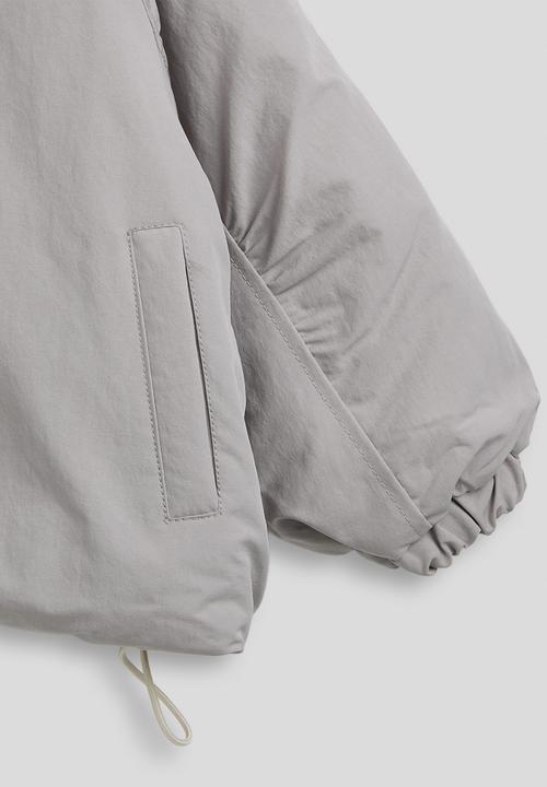 Pop Candy - Bomber-style padded jacket with drawstring hem - light grey