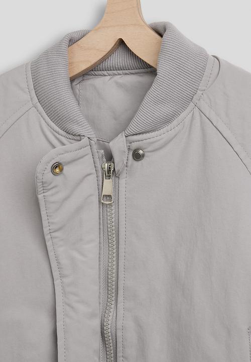 Pop Candy - Bomber-style padded jacket with drawstring hem - light grey