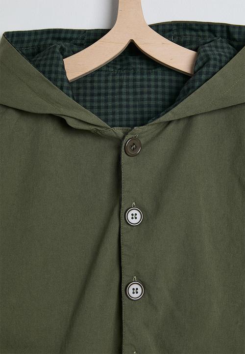 Pop Candy - Cotton lined button-down jacket - moss green
