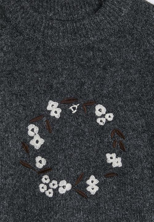 Pop Candy - Knit floral embroidered jumper - dark grey