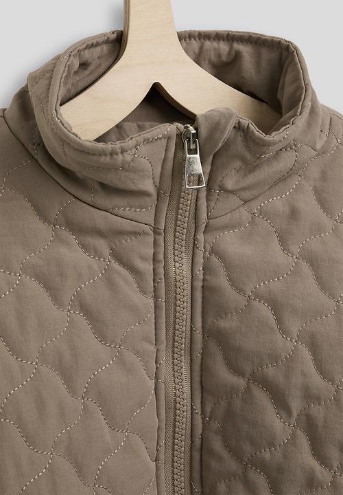 Pop Candy - Wavy diamond quilted jacket with lift-away pockets - taupe