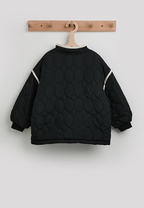 Pop Candy - Onion quilted mandarin collar jacket - black/ivory