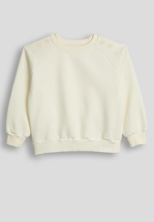 Pop Candy - Floral applique sweatshirt with drawstrings sweatpants - ivory