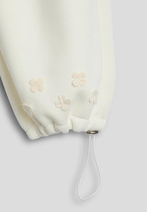 Pop Candy - Floral applique sweatshirt with drawstrings sweatpants - ivory