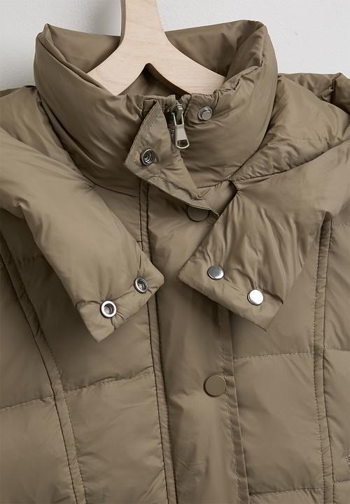 Pop Candy - Hooded puffer jacket - khaki