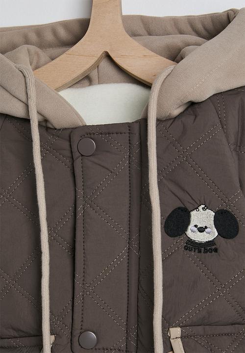 Pop Candy - Diamond quilted jacket with fleece lining - dark brown/bisque