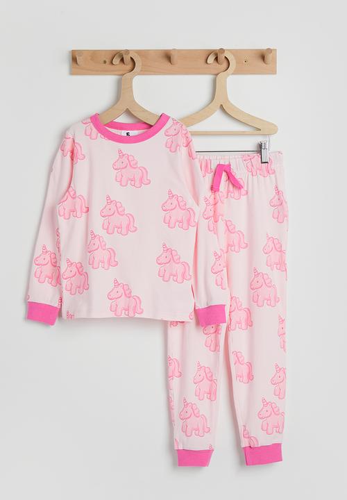 Cotton On - Dreamdrift Long Sleeve Pj Set - Tea Party Pink/Gummy Unicorn Glow