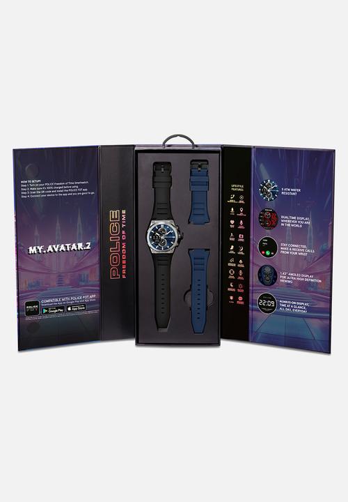 Police - IP Blk Case Blk amoled screen Silicone - Black/Blue