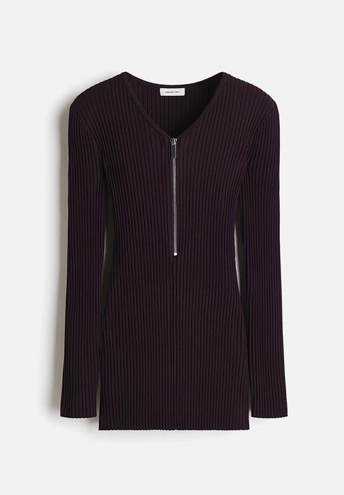 H&M - Zip-top ribbed top - dark purple