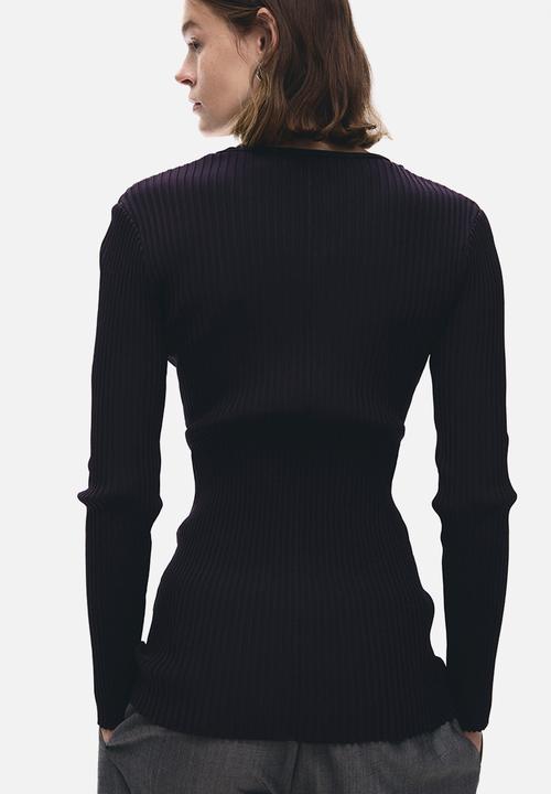 H&M - Zip-top ribbed top - dark purple