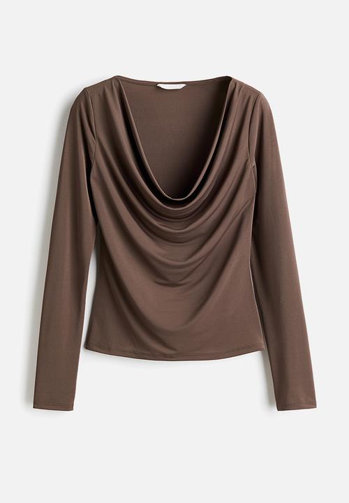 H&M - Cowl neck top - dark mole