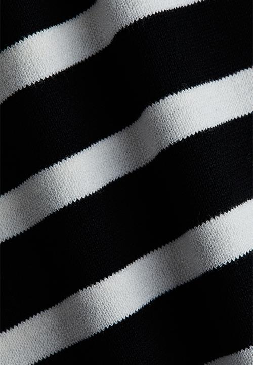 H&M - Fine-knit polo-neck top - black/striped