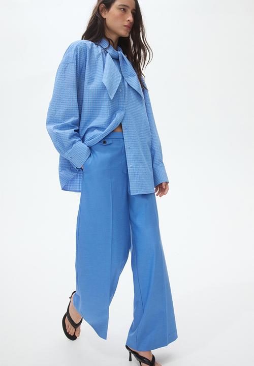 H&M - Bow-collar shirt - blue/checked
