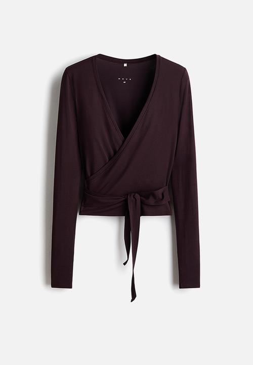 H&M - Sports wrap top in modal - chocolate plum