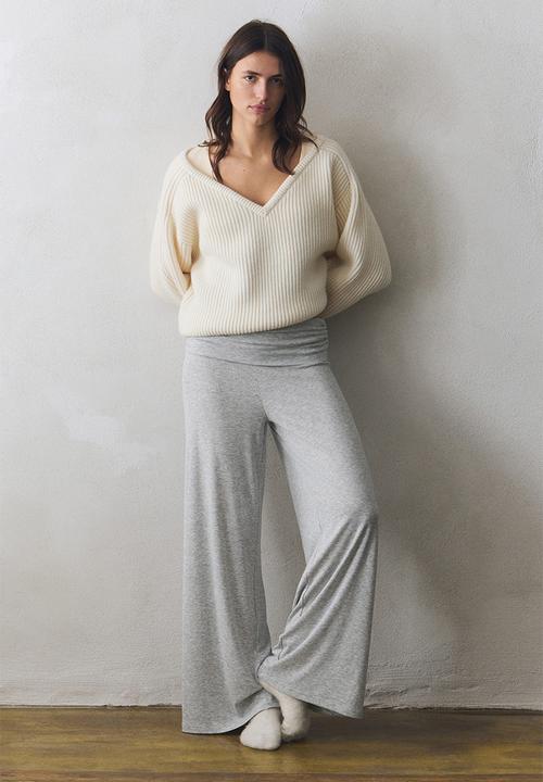 H&M - Foldover-waist sports trousers - grey marl