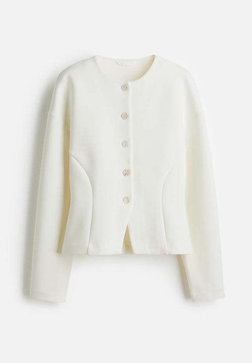 H&M - Collarless scuba blazer - white