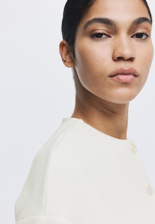 H&M - Collarless scuba blazer - white
