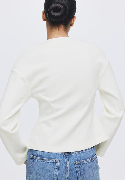 H&M - Collarless scuba blazer - white