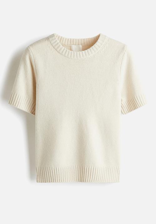 H&M - Short-sleeved jumper - light beige