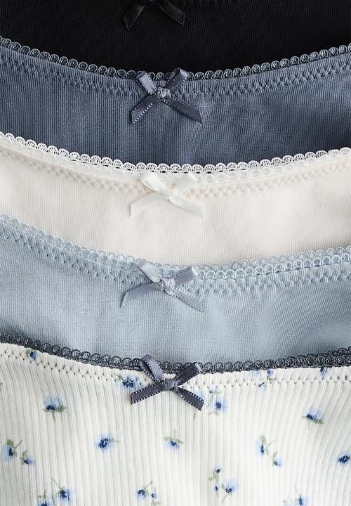 H&M - 5 pack cotton thong briefs - white/blue floral