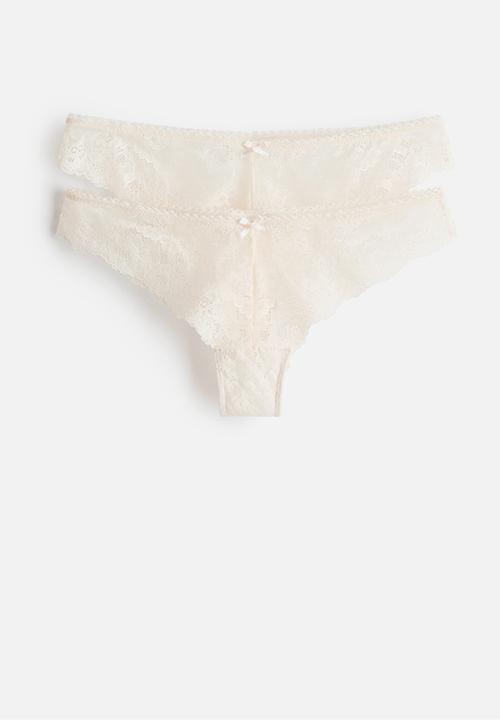 H&M - 2-pack lace brazilian briefs - white