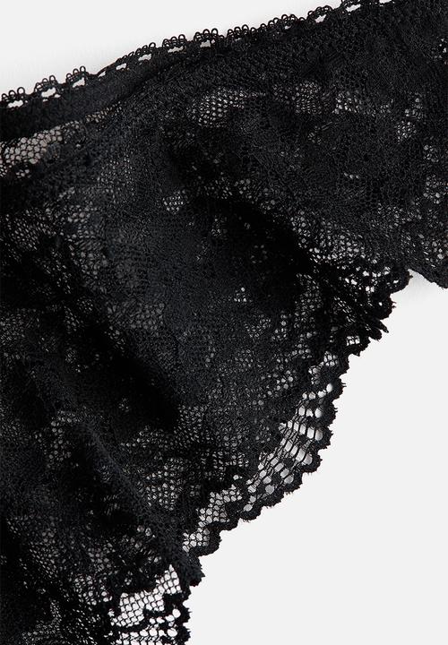 H&M - 2-pack lace brazilian briefs - black