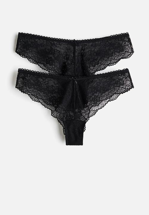 H&M - 2-pack lace brazilian briefs - black