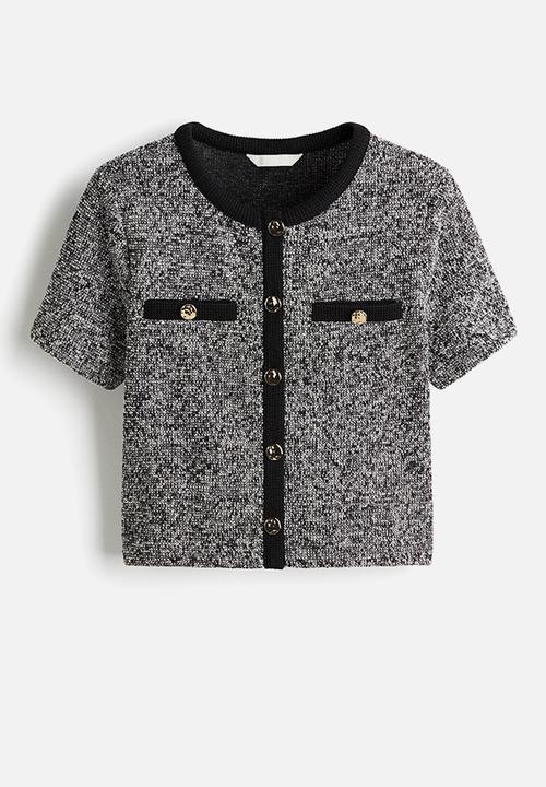 H&M - Textured jersey cardigan - black marl
