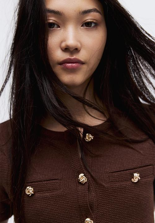 H&M - Textured jersey cardigan - dark brown