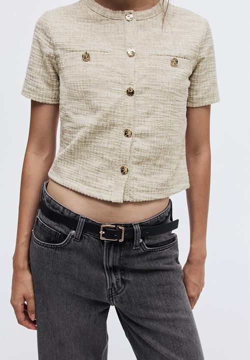 H&M - Textured jersey cardigan - light beige marl