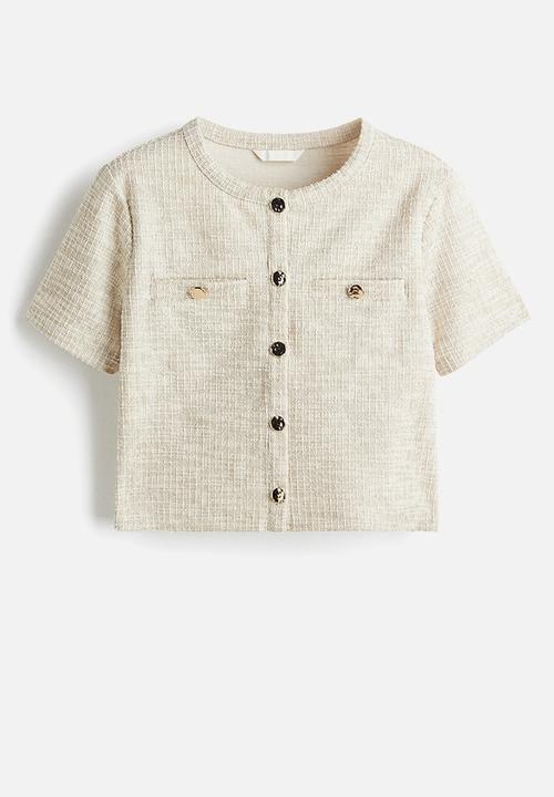 H&M - Textured jersey cardigan - light beige marl