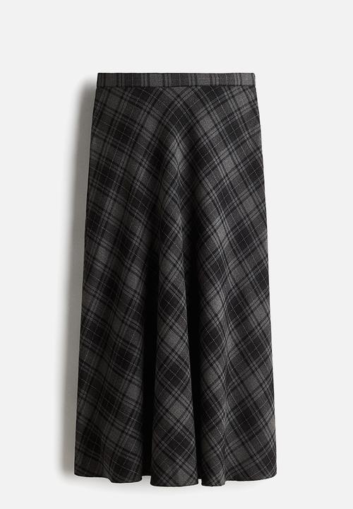 H&M - Midi skirt - grey/checked