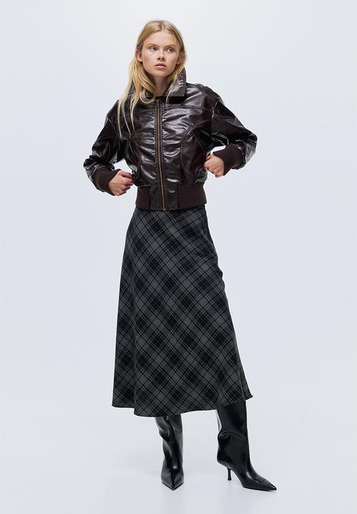 H&M - Midi skirt - grey/checked