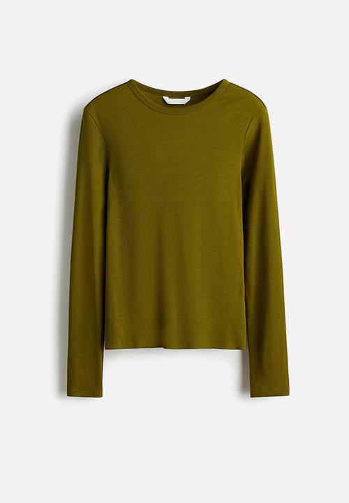 H&M - Ribbed cotton top - olive green