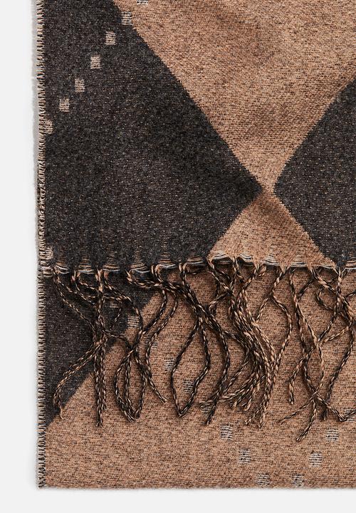 H&M - Scarf - beige/argyle pattern