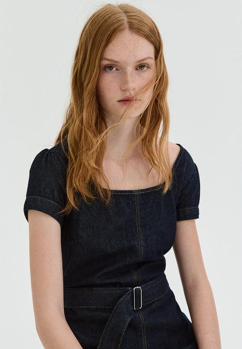 H&M - Belted denim playsuit - dark denim blue