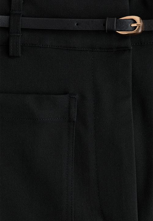 H&M - Flared belted trousers - black
