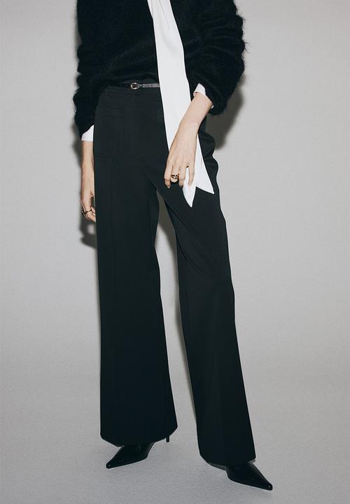 H&M - Flared belted trousers - black