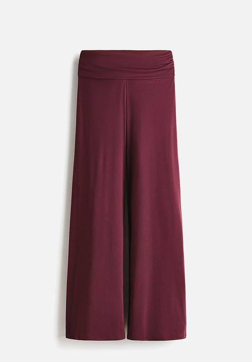 H&M - Foldover-waist sports trousers - light burgundy