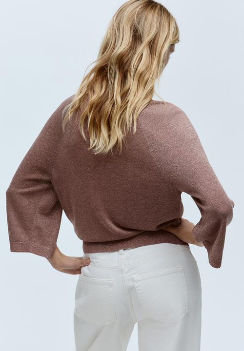 H&M - Fine-knit glittery top - dusty pink marl