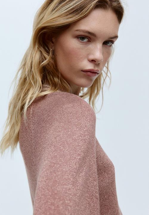 H&M - Fine-knit glittery top - dusty pink marl