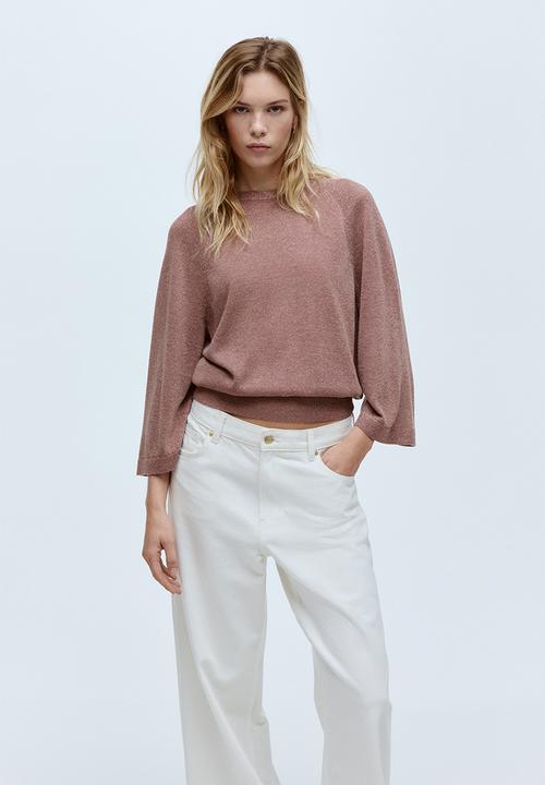 H&M - Fine-knit glittery top - dusty pink marl