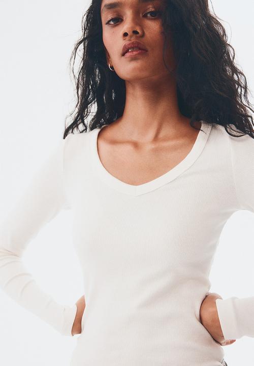 H&M - V-neck cotton top - white
