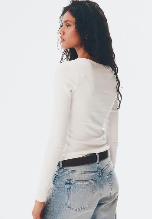H&M - V-neck cotton top - white